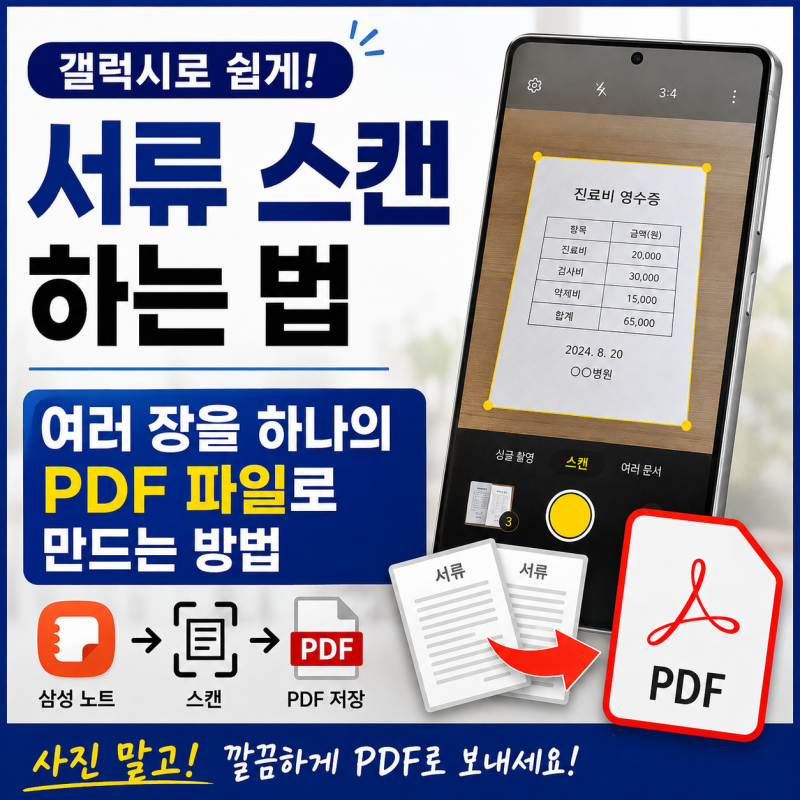 갤럭시로 서류 스캔하는 법｜여러 장을 하나의 PDF 파일로 만들기