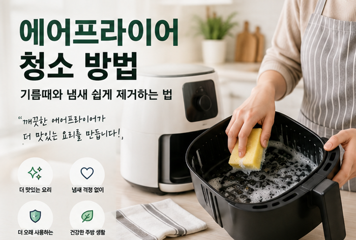 에어프라이어 청소 방법, 기름때와 냄새 쉽게 제거하는 법
