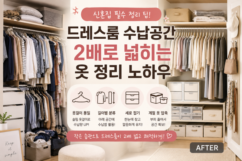 신혼집 드레스룸 수납공간 2배로 넓히는 옷 정리 노하우