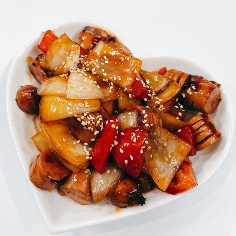 소세지야채볶음 쏘야 만들기 돈까스소스로 진한 맛 더하기