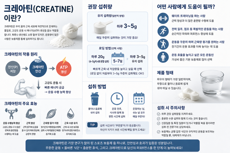 운동은 매일 하는데 몸은 그대로인 이유 : 크레아틴 꼭 챙기셔야 합니다.