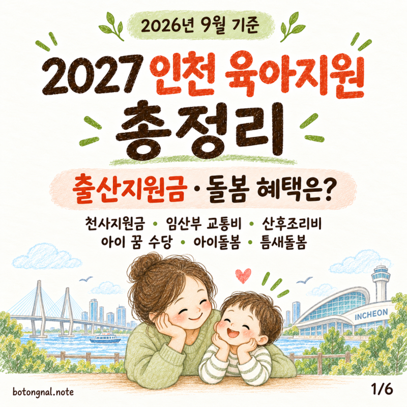 2027 인천 육아지원 총정리｜출산지원금·돌봄 혜택은?