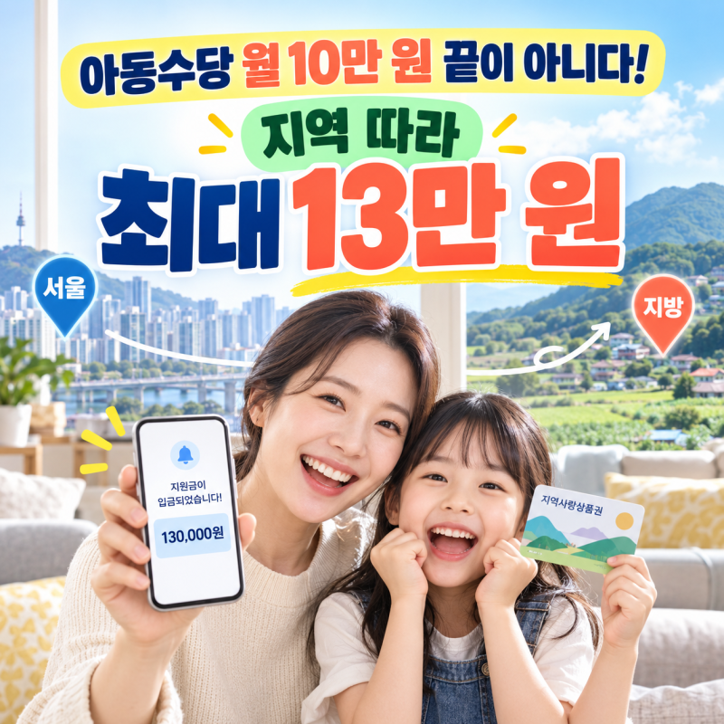 아동수당 월 10만 원 끝이 아니다! 지역 따라 최대 13만 원 받는 방법