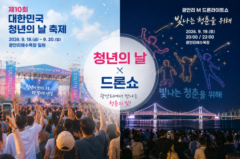 2026韓国青年デーフェスティバル釜山広安里、9月19日「輝く青春のために」ドローンショー・公演総まとめ