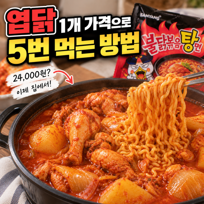 닭볶음탕 레시피, 엽닭 2만4천원 생각날 때 불닭볶음탕면이 킥