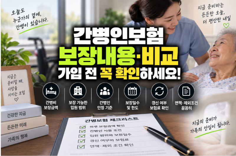 간병인보험 비교·간병비보험 보장내용, 가입 전 무엇을 봐야 할까?