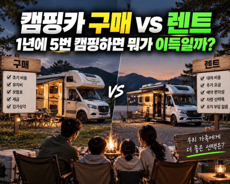 캠핑카 구매 vs 렌트 비용 비교, 1년에 5번 캠핑하면 뭐가 이득일까