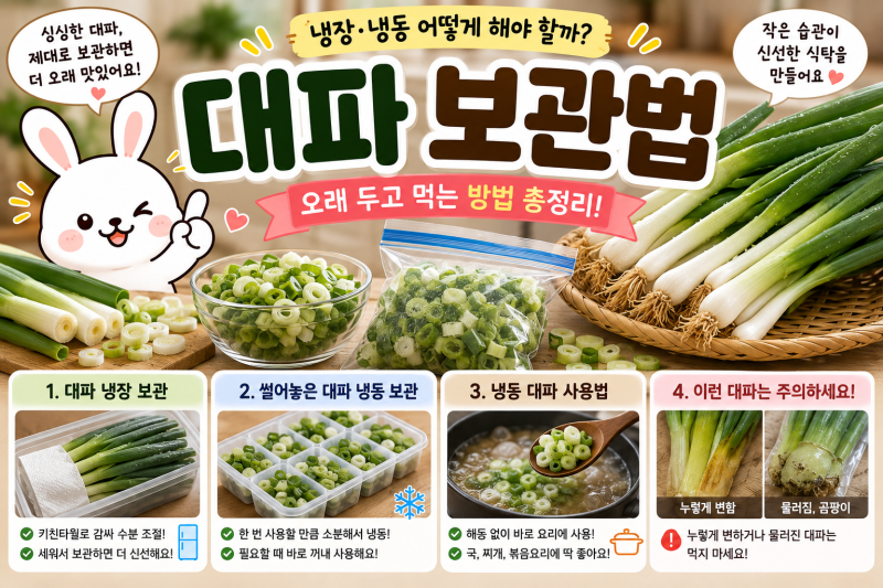 대파 보관법, 냉장·냉동 어떻게 해야 할까? 오래 두고 먹는 방법 총정리
