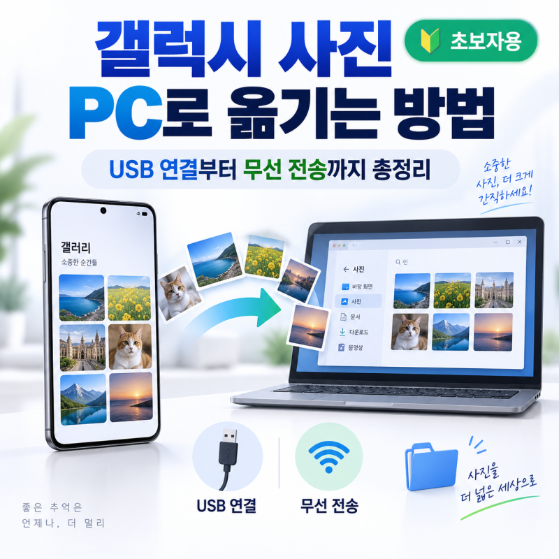 갤럭시 사진 PC로 옮기는 방법｜USB 연결부터 무선 전송까지 총정리