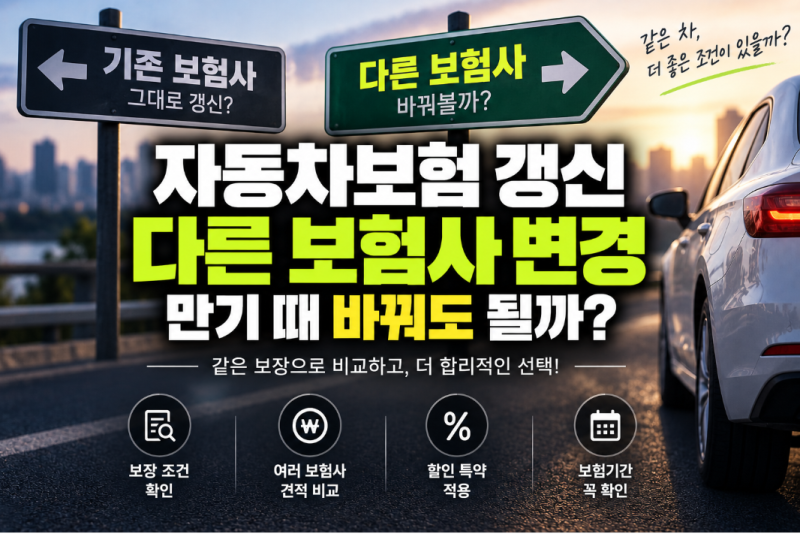자동차보험 갱신 다른 보험사 변경, 만기 때 바꿔도 될까?