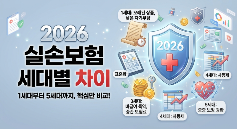 2026 실손보험 세대별 차이｜1세대·2세대·3세대·4세대·5세대 뭐가 다를까?