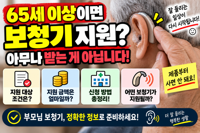 2026 노인 보청기 지원금 신청방법｜65세 이상이면 누구나 받을 수 있을까요?