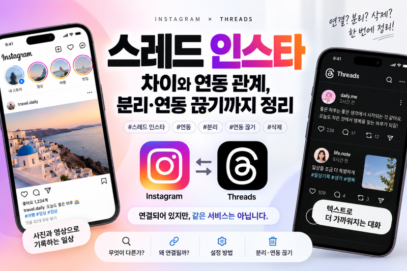 스레드 인스타 차이와 연동 관계, 분리·연동 끊기까지 정리