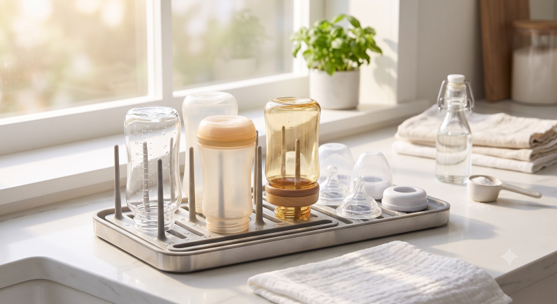 신생아 젖병 소재 깐깐 비교: PPSU, PA, 유리 장단점 및 열탕·UV 소독 기준