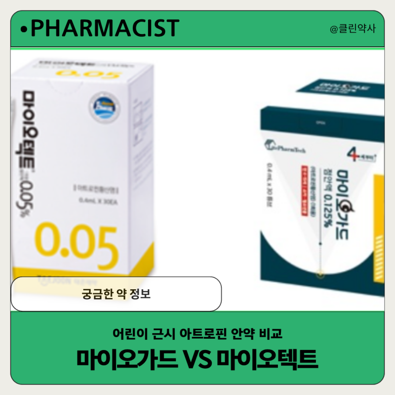 마이오가드 vs 마이오텍트｜어린이 근시 아트로핀 안약 비교
