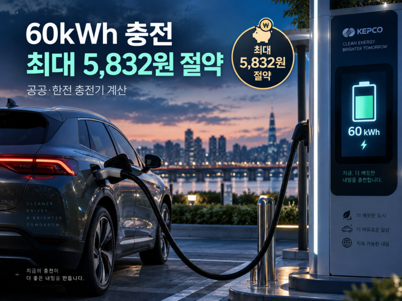 전기차 60kWh 충전하면 실제 얼마 아낄까? 공공·한전 충전기 계산해봤습니다
