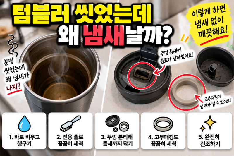 텀블러 냄새 제거하는 법｜커피 냄새부터 뚜껑·고무패킹 세척까지