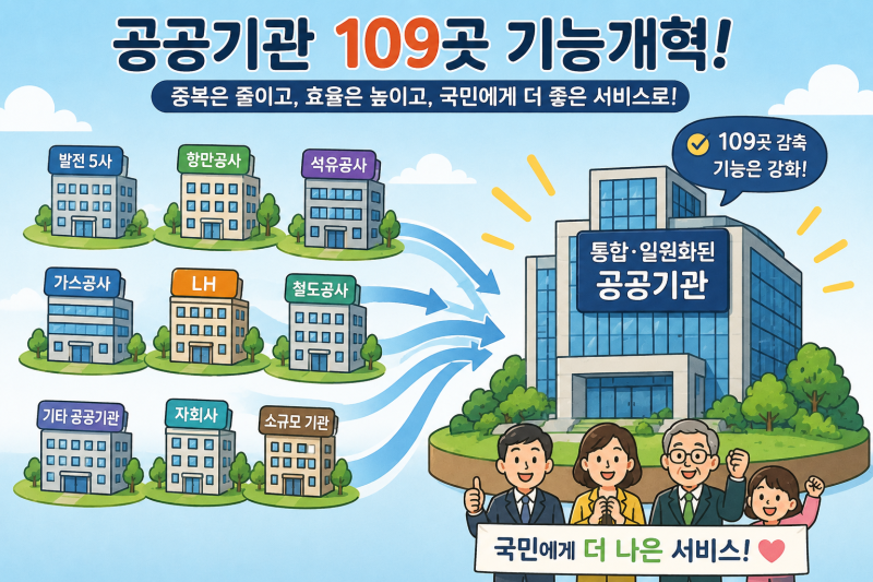 공공기관 109곳 통폐합 내용과 경제효과 한눈에 정리!