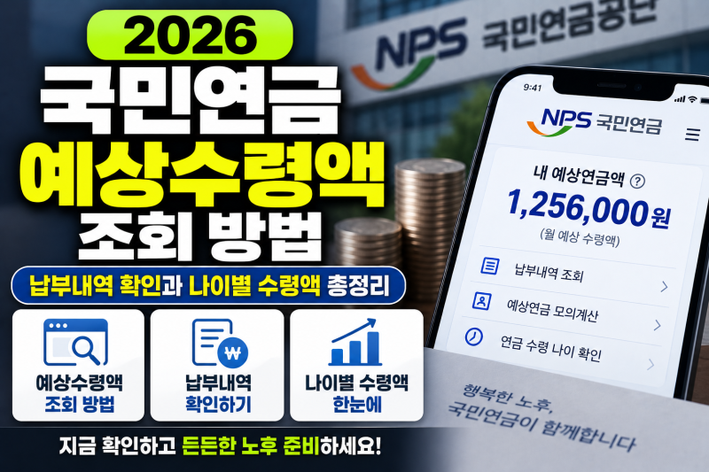 2026 국민연금 예상수령액 조회 방법: 납부내역 확인과 나이별 수령액 총정리