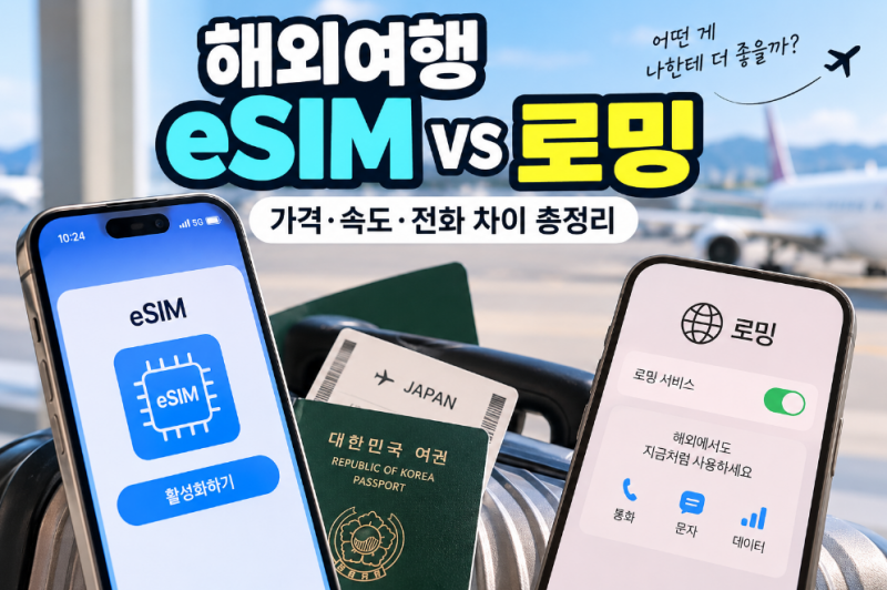 해외여행 eSIM vs 로밍 뭐가 더 좋을까? 가격·속도·전화 차이 총정리