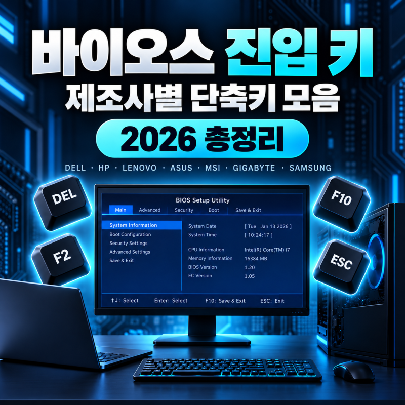 바이오스 진입 키 제조사별 단축키 모음 2026 총정리