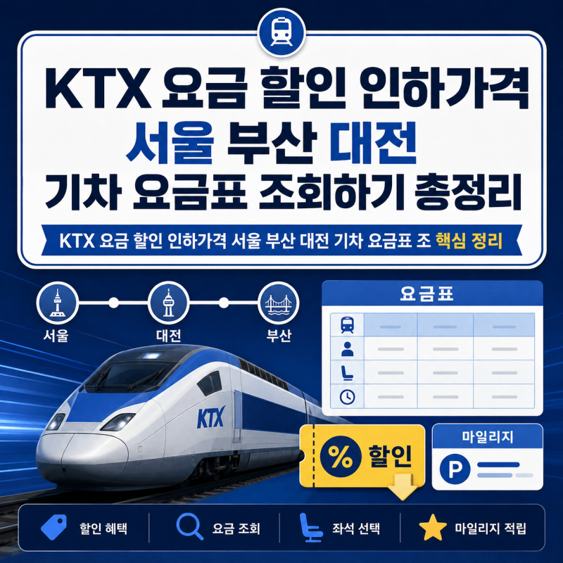 KTX 요금 할인 인하가격 서울 부산 대전 기차 요금표 조회하기 총정리