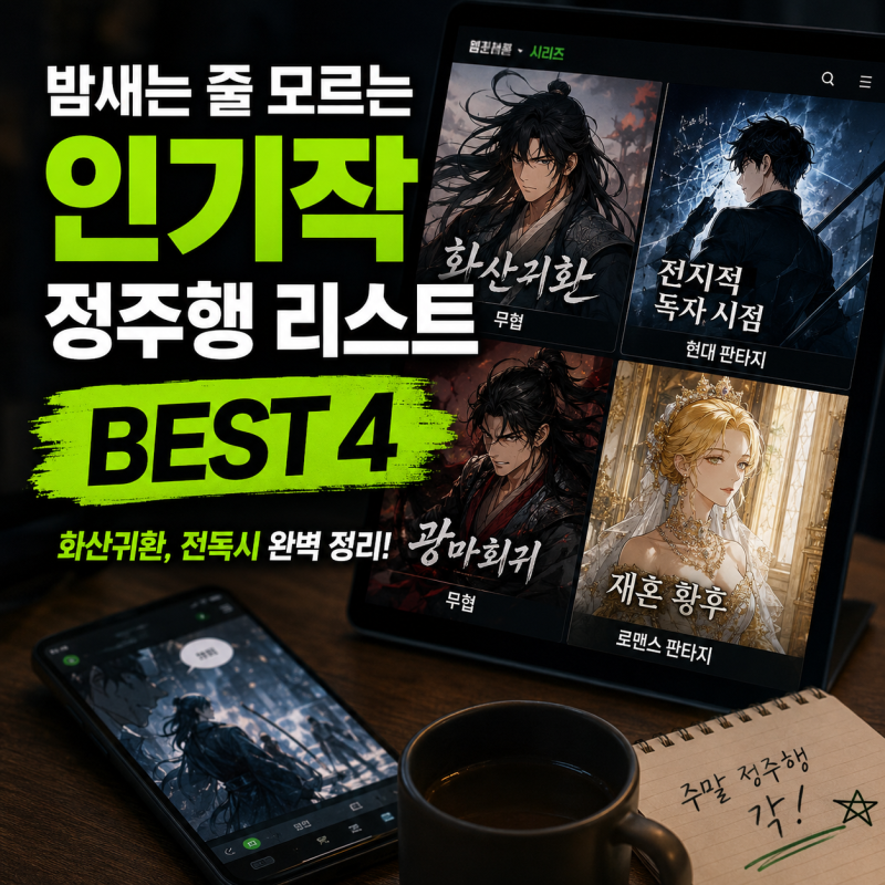 네이버 웹툰 시리즈ㅣ 인기작 정주행 리스트 BEST 4 (화산귀환, 전독시,광마회귀,재혼 황후)