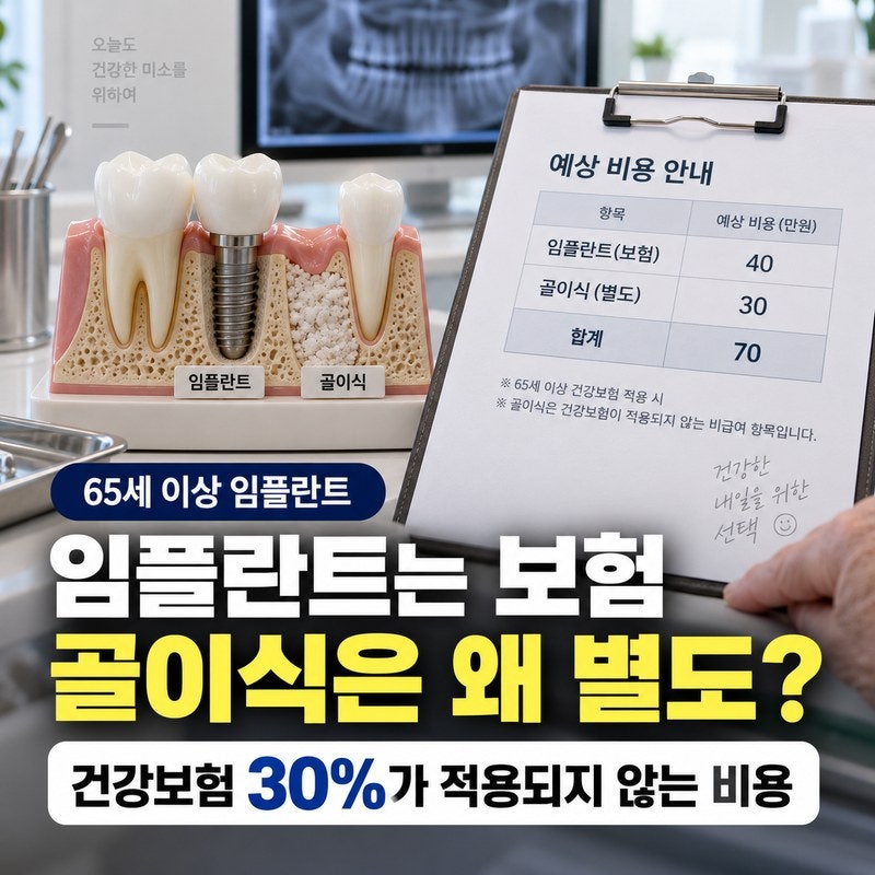 임플란트 골이식 비용｜65세 이상 건강보험 적용 안 되는 이유