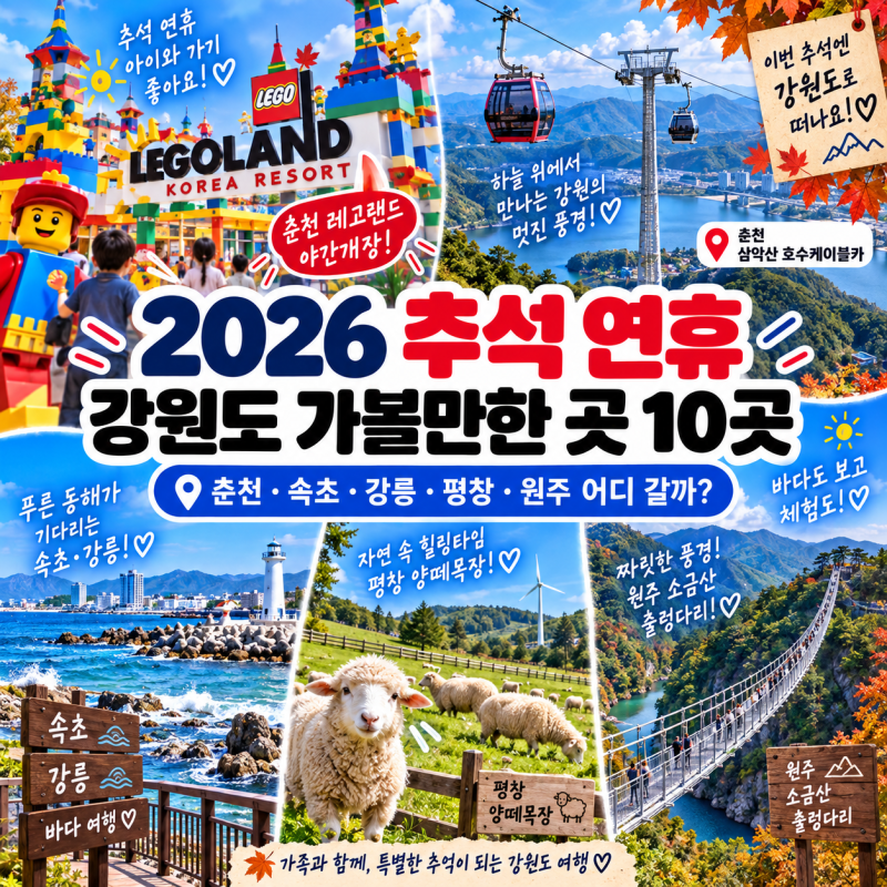 2026 추석 연휴 강원도 가볼만한 곳 10곳｜강릉·속초·춘천·평창 아이와 어디 갈까?