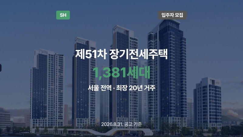 SH 제51차 장기전세주택 1,381세대, 입주자모집공고