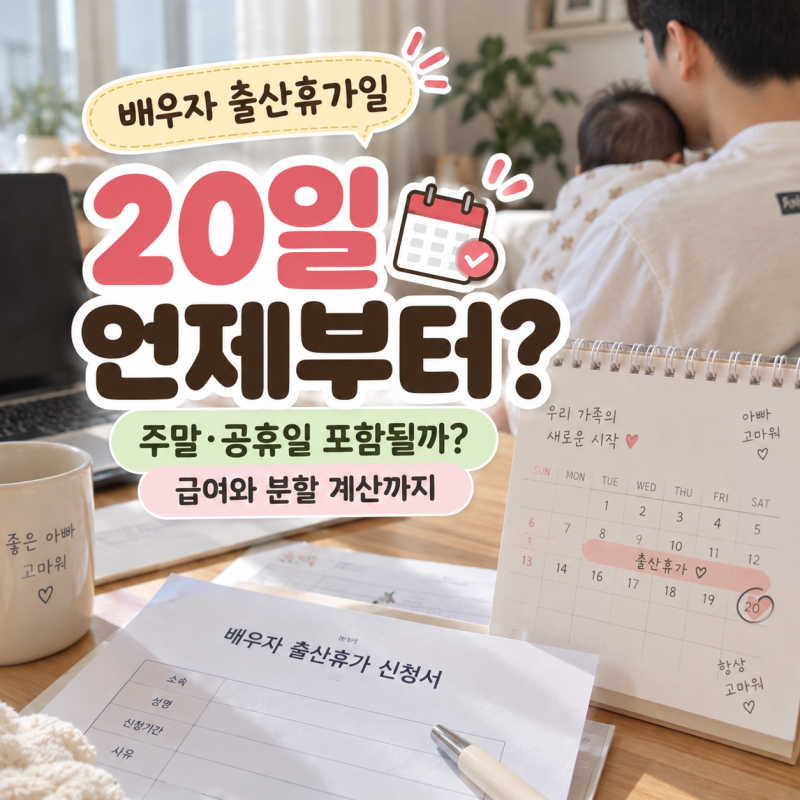 배우자 출산휴가일 20일｜주말·공휴일 포함될까 급여와 분할 계산까지