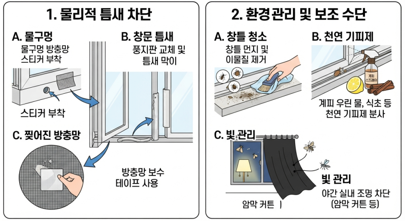 창틀로 들어오는 벌레 차단 방법