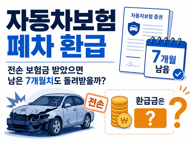자동차보험 폐차 환급, 전손 보험금 받은 후에 남은 보험료 환급은 어떻게 될까?