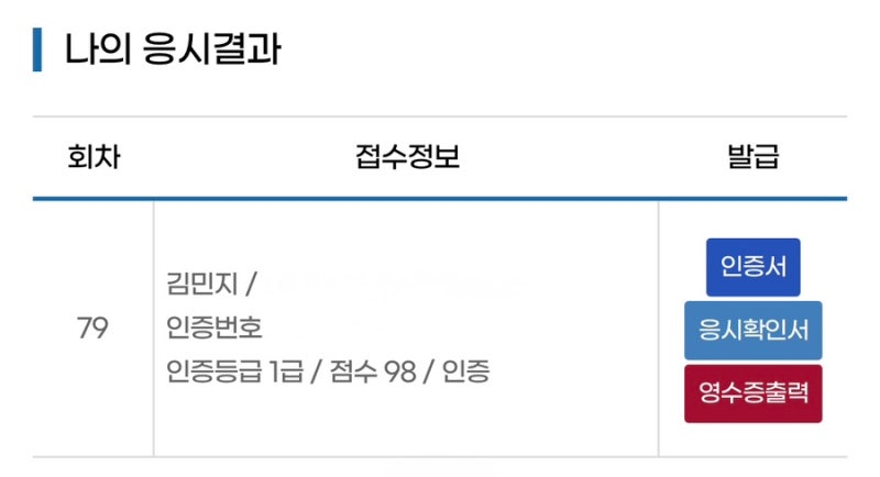 79회 한능검 1급 3주 합격 후기