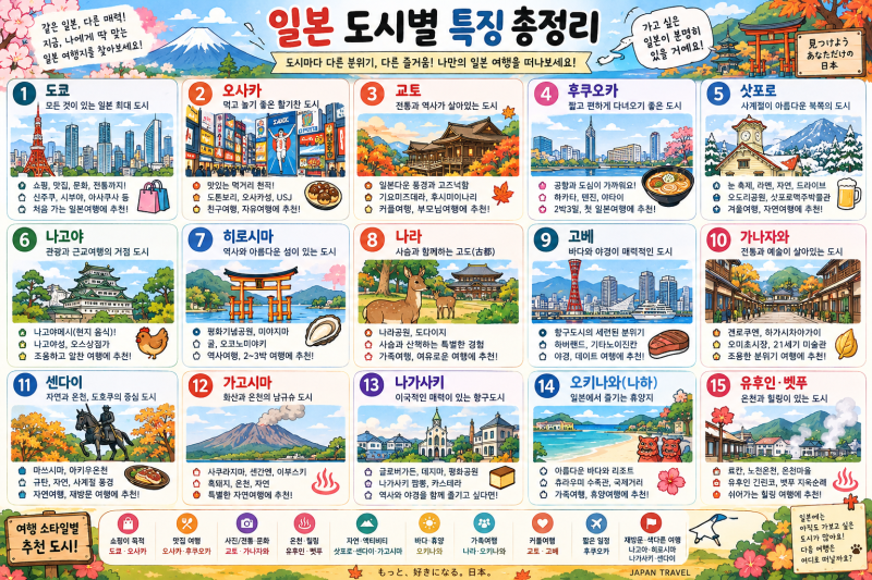 일본 도시별 특징 총정리!도쿄부터 오키나와까지, 나에게 맞는 일본 여행지는 어디일까?