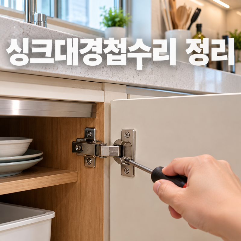 싱크대경첩수리 문 처짐부터 경첩 조절·교체까지