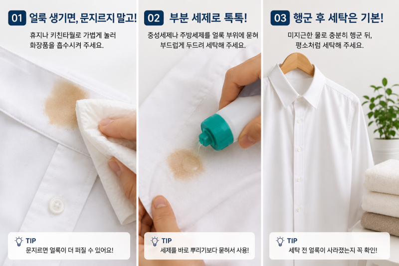 와이셔츠에 화장품 묻었다면? 파운데이션·립스틱 얼룩 깨끗하게 지우는 방법
