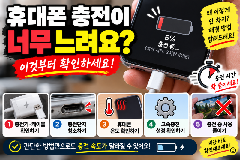 휴대폰 충전이 느릴 때 확인할 것｜갑자기 충전 속도가 느려졌다면