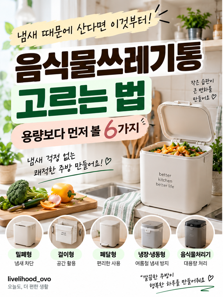 음식물쓰레기통 고르는법｜냄새 때문에 산다면 용량보다 먼저 볼 6가지