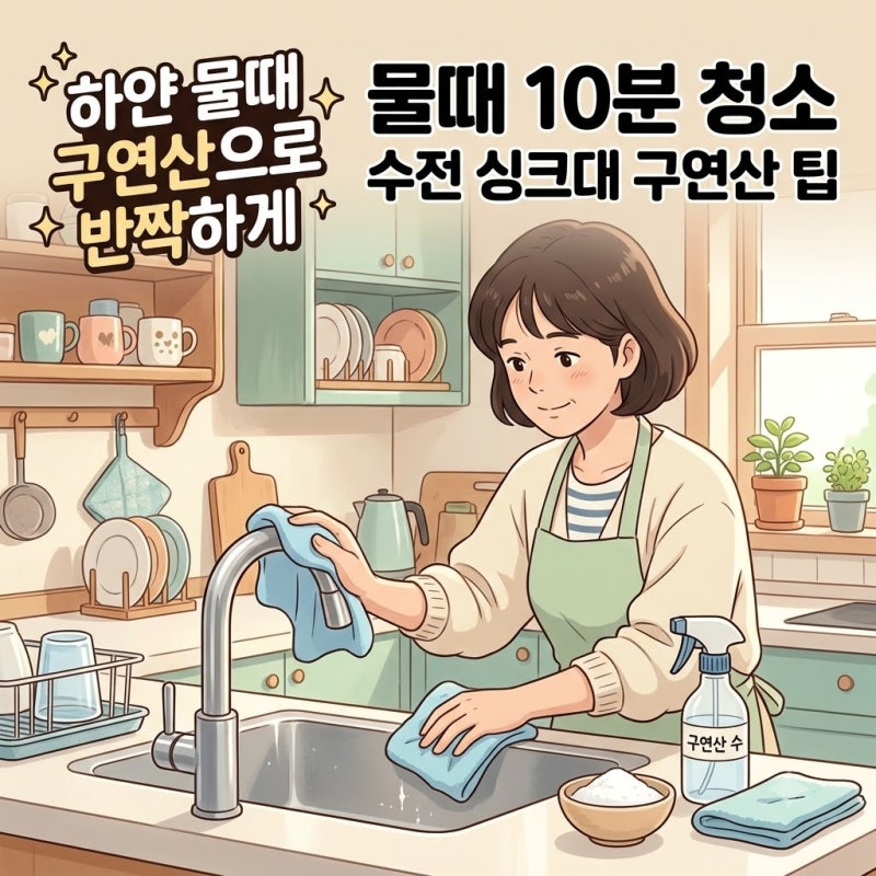 수전 싱크대 물때 구연산 제거법, 하얀 얼룩 10분 안에 줄이는 안전한 순서
