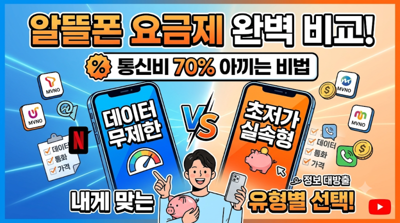 알뜰폰 요금제 비교 가이드: 통신비 70% 아끼는 유형별 선택법
