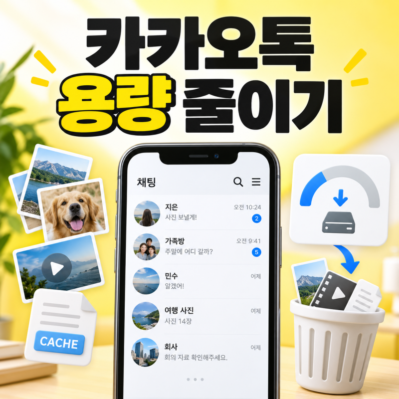 카카오톡 용량 줄이기, 대화내용은 남기고 캐시·사진 데이터 삭제하는 방법