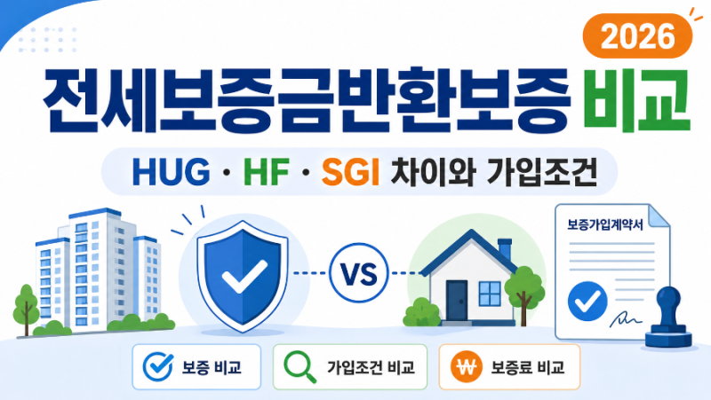2026년 전세보증금반환보증 총정리｜HUG·HF·SGI 차이와 가입조건, 어디가 나을까?