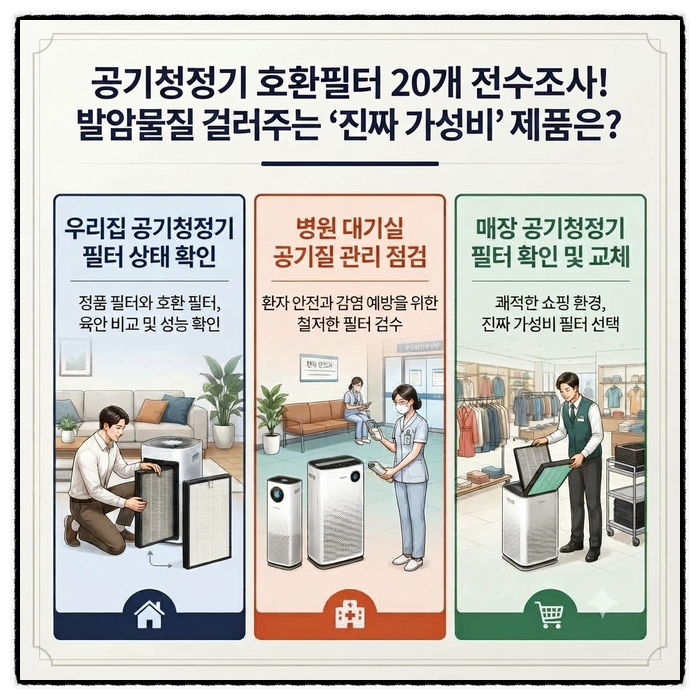 [한국소비자원] 공기청정기 호환필터 20개 전수조사! 발암물질 걸러주는 '진짜 가성비' 제품....