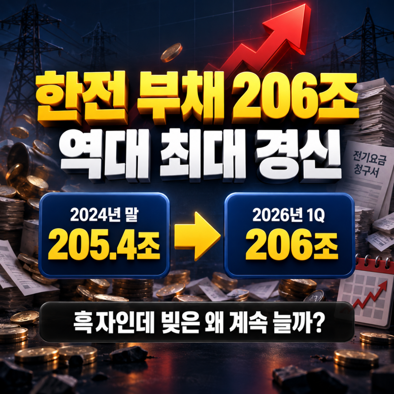 "200조 넘겼다는데" 한국전력 부채 2026년 지금 얼마인지 계산해보니