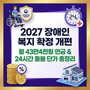 [2027 장애인 복지 혜택] 지급금액? 장애인연금 인상액·활동지원 시간당 단가·의료급여 기준