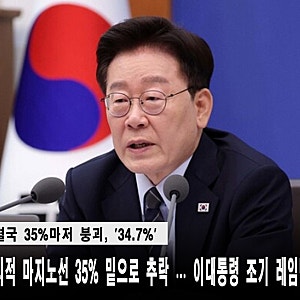 【여론조사】이 대통령 지지율 결국 35%마저 붕괴, '34.7%' … 개각 '치명타'