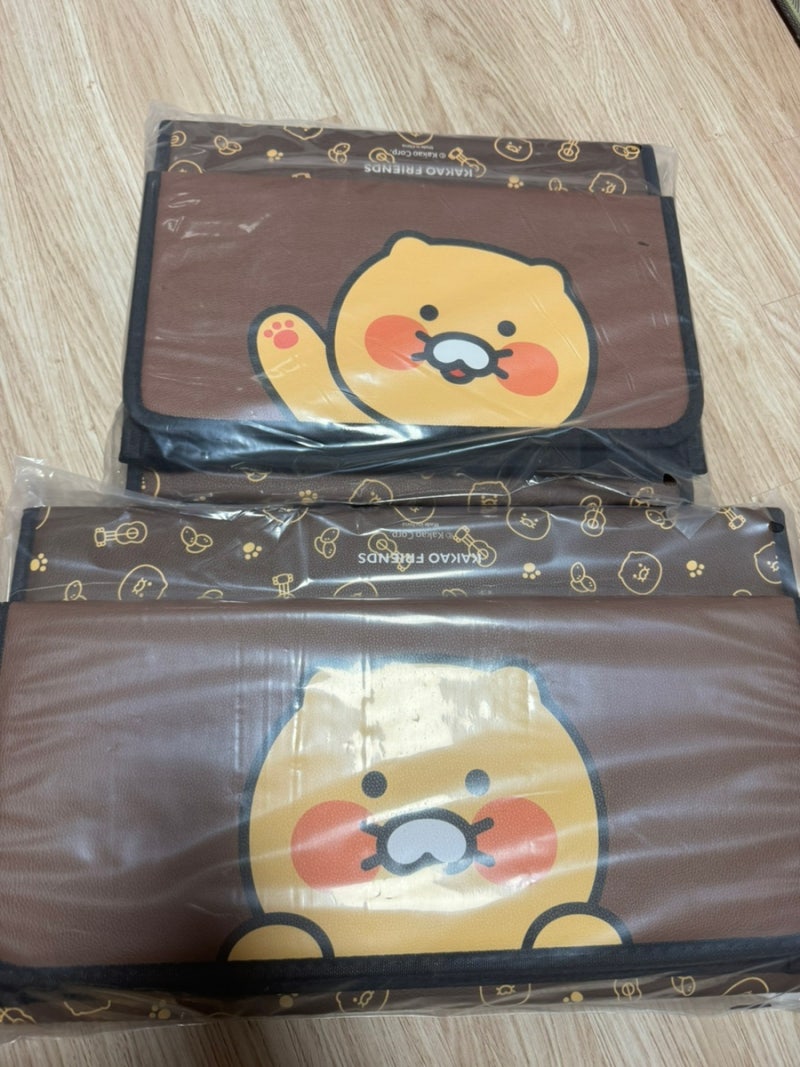 (소형+대형 SET) 춘식이 클리어 차량용 트렁크 보관함 트렁크 정리함 대용량 접이식 보관함-내....