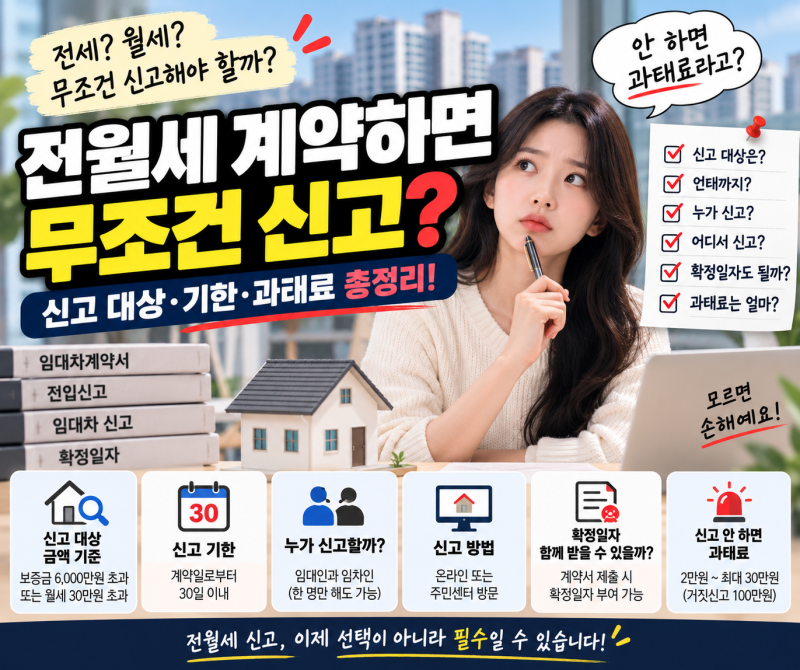 전월세 계약하면 무조건 신고해야 할까? 임대차 신고 대상·기한·과태료 총정리