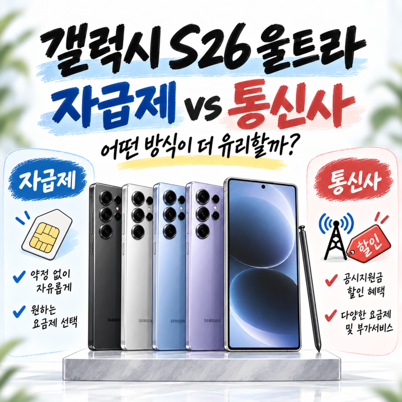 갤럭시 S26 울트라 자급제 vs 통신사, 어떤 방식이 더 유리할까?